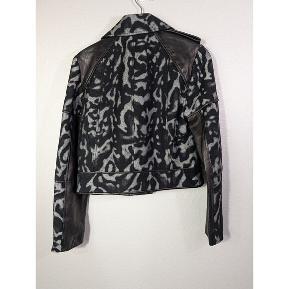 Diane Von Furstenberg Theodora Leopard Moto Jacket Wool Leather 8 - Picture 2 of 10